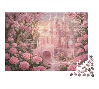 Castello da Favola Puzzle 1000 Pezzi Carta per Adulti Gioco Giardino di Rose Rosa Relax Casa Decorazione Idea Regalo Famiglia 52x38cm/1000pcs