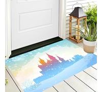 Castello Del Cielo Zerbini Per Interni,Tappeto Ingresso Zerbino Morbidi Fantasia Dei Cartoni Animati Per Interni Cucina Porta Anteriore Posteriore Animali Domestici E Cani,50X80Cm Blu Bianco