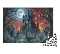 Castello dell'orrore al cimitero Puzzle 1000 Pezzi,Gioco Educativo,dai 14 Anni,Idea Regalo,Adulti E Ragazzi,Sfida Impossibile,Decorazione Casa,Cartone Di Qualità,Antistress 70x50cm