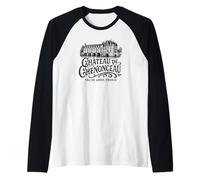 Castello di Chenonceau Val de Loire Francia Stampa Nera Maglia con Maniche Raglan