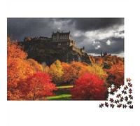 Castello di Edimburgo Puzzles 1000 Pezzi Riciclato Foresta Autunnale Puzzle per Anziani Accessori per Giochi di Festa Ottima Idea Regalo for Family And Friends Compleannos 38x26cm/1000pcs