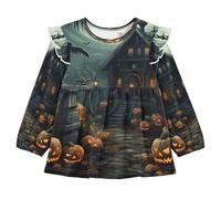 Castello di Halloween Camicie da Notte da Donna,Pigiami a Maniche Lunghe Morbide Abbigliamento da Notte