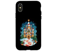 Castello di Natale Inverno Notte Scena Custodia per iPhone X/XS