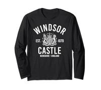 Castello di Windsor EST. 1070 Berkshire Inghilterra Stampa Bianca Maglia a Manica