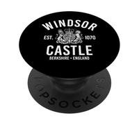 Castello di Windsor Est. 1070 Berkshire Inghilterra Stampa bianca PopSockets PopGrip Adesivo