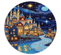 Castello Fantasia Puzzle per Adulti Puzzle 1000 Pezzi Rotondo Notte Fiume