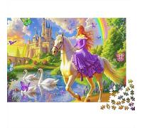 Castello fiabesco Principessa Puzzle per Adulti Puzzle 1000 Pezzi Arcobaleno magico Gioco di Puzzle 1000 Pezzi Relax Decorazione Regalo 52x38cm/1000pcs