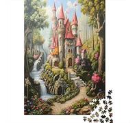 Castello Fiabesco Puzzle 1000 Pezzi Carta per Adulti Foresta Incantata Cascata Gioco di Puzzle 1000 Pezzi Relax Decorazione Regalo 38x26cm/1000pcs