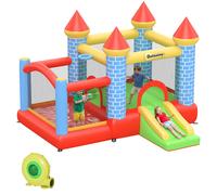 Castello Giostra Gonfiabile 300x275x210 cm con Scivolo Piscina Canestro e Pompa Multicolor
