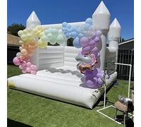Castello gonfiabile bianco di grado commerciale per bambini con soffiatore per matrimonio all'aperto regalo di compleanno 4 x 4 x 3,6 m