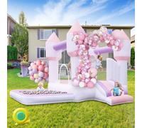 Castello Gonfiabile con Scivolo Trampolino e Piscina di Palline, Castelli Gonfiabili Esterno Interno con Soffiatore per Bambini Giardino Parco Festa Matrimonio Compleanno Regali, 320×280×210cm