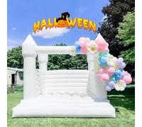 Castello gonfiabile del ponticello gonfiabile della casa di rimbalzo bianca Letto di salto della casa gonfiabile commerciale di grandi dimensioni del PVC pieno per i bambini con il ventilatore