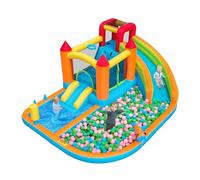 Castello gonfiabile gonfiabile con scivolo d'acqua e trampolino, 460 x 343 x 190 cm, parco acquatico per bambini, con piscina per bambini, cestino da basket, pistole ad acqua, 450 W, ventilatore da