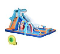 Castello Gonfiabile per Bambini 3-8 Anni con Gonfiatore, Scivolo, Piscina e Parete da Arrampicata