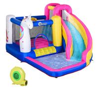 Castello Gonfiabile Per Bambini Con Scivolo, Piscina E Canestro Da Basket, Gioco Gonfiabile Gigante E Rimbalzante Per 3 Bambini, 360x305x210 cm