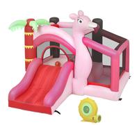Castello Gonfiabile Per Bambini Con Scivolo, Trampolino, Vasca Di Palline E Canestro Basket, 255x230x196 Cm, Rosa