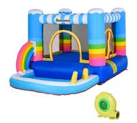 Outsunny Castello Gonfiabile per Bambini con Trampolino e Piscina, Pompa Elettrica Inclusa 280x170x155cm, Multicolore