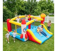 Castello gonfiabile per bambini da 8 a 12 anni, 4,1 x 4,1 m, per interni ed esterni, con ventilatore, castello gonfiabile spaziale per feste e giardino