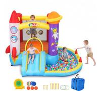 Castello gonfiabile per bambini dai 3 anni in su, astronauta e razzo, castello gonfiabile con ventola, casa rimbalzante per bambini, per esterni/interni, regalo di compleanno per bambini