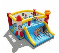 Castello gonfiabile per bambini di età 8-12 anni, 4,1 x 4,1 m, per interni ed esterni, con ventilatore, castello gonfiabile spaziale per feste e giardino