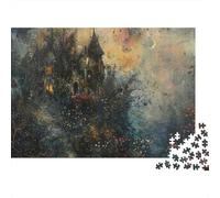 Castello gotico notte Puzzle 1000 pezzi regalo per le feste per adulti Dipinto mistico del paesaggio della foresta oscura Premium robusto alta qualità stimolante antistress 38x26cm/1000pz