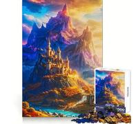 Castello illuminato dal sole delle cime mistiche, puzzle da 1000 pezzi per adulti, gioco per esercitare la mente, svago leggero, design da assemblare, regalo stagionale 50x75cm