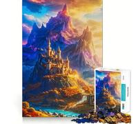 Castello illuminato dal sole delle cime mistiche, puzzle da 1000 pezzi per adulti, gioco per esercitare la mente, svago leggero, design da assemblare, regalo stagionale 50x75cm
