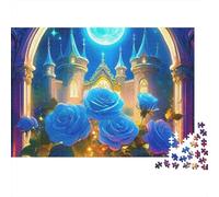 Castello Notte Stellata Puzzle 1000 Pezzi Puzzle per Adulti Rose Blu Gioco di Puzzle 1000 Pezzi Relax Casa Decor Regalo 70x50cm/1000pcs