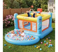 Castello saltante con piscina di palline per bambini da 3 a 6 anni, per interni ed esterni, piccolo centro giochi attivo, canestro da basket, cielo e inferno, castello saltante in PVC di alta qualità