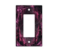 Castello singolo Rocker Light Switch Cover, Halloween Gothic Spiderweb Luna Halloween Plastica nera Dimensioni standard Piastra interruttore decorativo per soggiorno camera da letto Home Office Decor