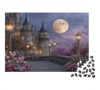 Castello sotto la luna piena Jigsaw Puzzle 1000pcs (75x50cm) Adulti Lights And Fiori Puzzle Gioco Educativo Decorazioni Per La Casa