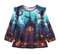 Castello Stile Halloween Camicie da Notte da Donna,Pigiami a Maniche Lunghe Morbide Abbigliamento da Notte