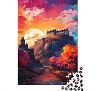 Castello sulla Collina Puzzle 1000 Pezzi Carta per Adulti Paesaggio al Tramonto Gioco di Puzzle 1000 Pezzi Relax Famiglia Regalo 52x38cm/1000pcs