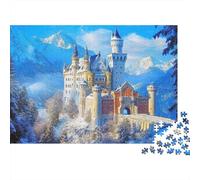 Castello sulla Montagna Nevosa Puzzle 1000 Pezzi Carta per Adulti Paesaggio Invernale Puzzle per Famiglia Relax Regalo Decorazione Casa 52x38cm/1000pcs
