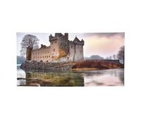Castello vicino al lago Pietre Banner Stampa Bandiera per interni ed esterni Banner per feste e cartelli Poster personalizzato Sfondo fotografico per affari, laurea, matrimonio, eventi, decorazione
