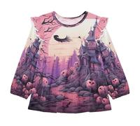 Castello Viola Stile Halloween Camicie da Notte da Donna,Pigiami a Maniche Lunghe Morbide Abbigliamento da Notte