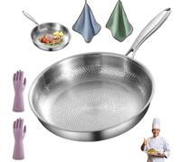 Casten-Co Titanium Hammered Pan, 2026 Upgrade Non Stick Frying Pan with Lid, Titanium Saute Pan without Coating Cookware, Fast and Even Heating Compatible with All Cooktops (without Lid, M)