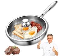 Casten Pan, Casten & Co Titanium Hammered Pan, 100% Non-toxic Titaniums Frying Pan, Extreme Heat-Resistant & Lasts a Lifetime, for Cooking, Induction, Stoves, Oven, Dishwasher Safe (With Lid,11.02in)