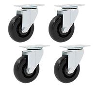 Caster Wheels Heavy Duty Polypropyleneors 360 Degree Swivel Plate Wheels,No Noise Wheels,Set of 4 Replacement for Cartsniture,Workbench,Trolley,Double Bearing/Stand+Brake,Universal-100Mm