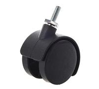 Caster Wheels Set Threaded Stem 40mm Dual Wheel Rotatable Caster Black Heavy Duty Casters