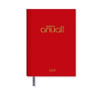 •Casterli - Agenda annuale 2024 Basic Edition, Giorno pagina - Basic Pastello. (Rosso ciliegia) con coperchio foderato e imbottito, le lettere 2022 stamping in oro. Con formato A5, 16 x 22 cm