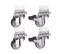 Casters 4PCS 1/1.25/1.5/2 inch Furniture Casters Crib Rubber Wheel L Type 306 Degree Swivel Mute Brake Caster Home Hardware Fittings Caster Wheels (Color : B Size : 2 inch) (B 1 inch)