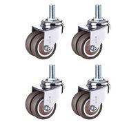 Casters 4Pcs/Set 2” Heavy Duty Swivel STEM Rubber Caster Wheels M12 x 25mm Locking Casters Replacement Casters Accessories for Furniture Caster Wheels (Color : Set 1)