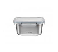 Castey - Contenitore quadrato in acciaio inox, 1450 ml, chiusura ermetica con coperchio, per la conservazione degli alimenti, coperchio senza BPA, design anti-goccia, adatto per lavastoviglie