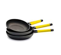 Castey - Set 3 padelle Vitro-Gas Manico Giallo 20-24-28 cm