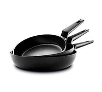 CASTEY - Set di padelle in titanio, misure 24, 26 e 28 cm, antiaderente, senza PFOA, rinforzato con particelle di titanio, manico ergonomico, adatto a tutte le cucine
