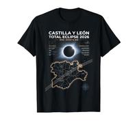 Castiglia e León Total Eclipse Spagna 12 Agosto 2026 Maglietta con Stampa Grafica Economica, Uomo, Nero, S