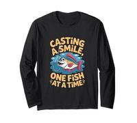 Casting A Smile One Fish At A Time Divertente Detto Maglia a Manica