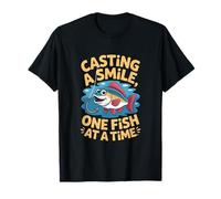 Casting A Smile One Fish At A Time Divertente Detto Maglietta