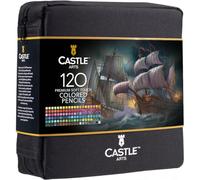 Castle Art Supplies Set 120 Matite Colorate in Custodia Cernierata | Mine Colorate con Anima Morbida per Artisti, Professionisti Coloristi Adulti | In Resistente Custodia Cernierata Facile Trasporto